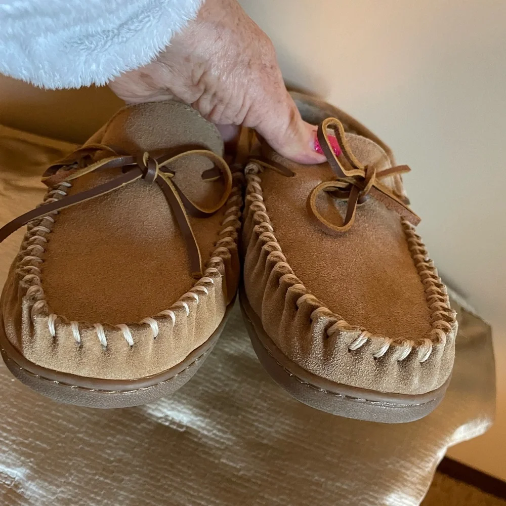 Minnetonka Light Brown Suede Moccasins - Picture 2 of 5